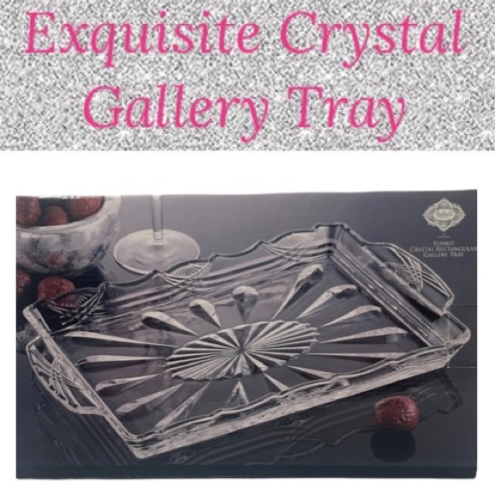 Beautiful Shannon Crystal Dresser Tray Serve Ware Rectangular Gallery Glass Dish